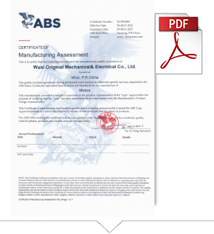 ABS marine certificate manufacturing assessment